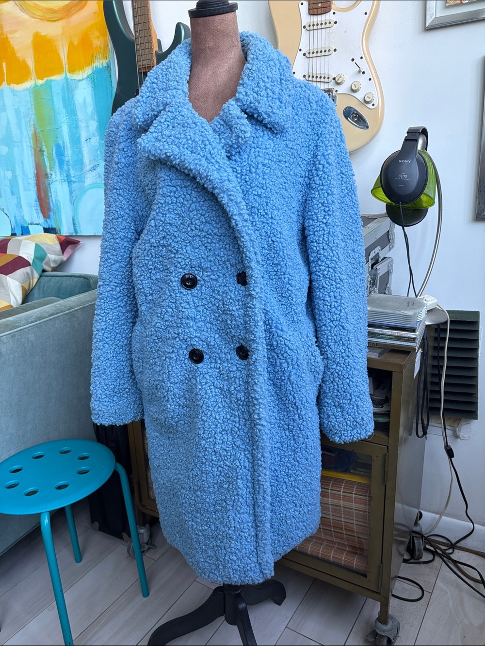 Urban Republic Baby Blue Teddy Double-Breasted Coat